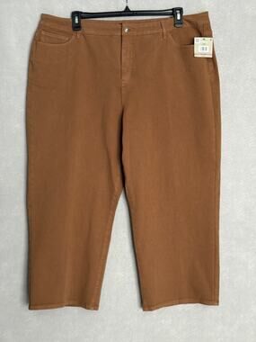 John Mark Wide-Leg Crop Pants 5-Pockets in Rich Camel Women's 14W NEW